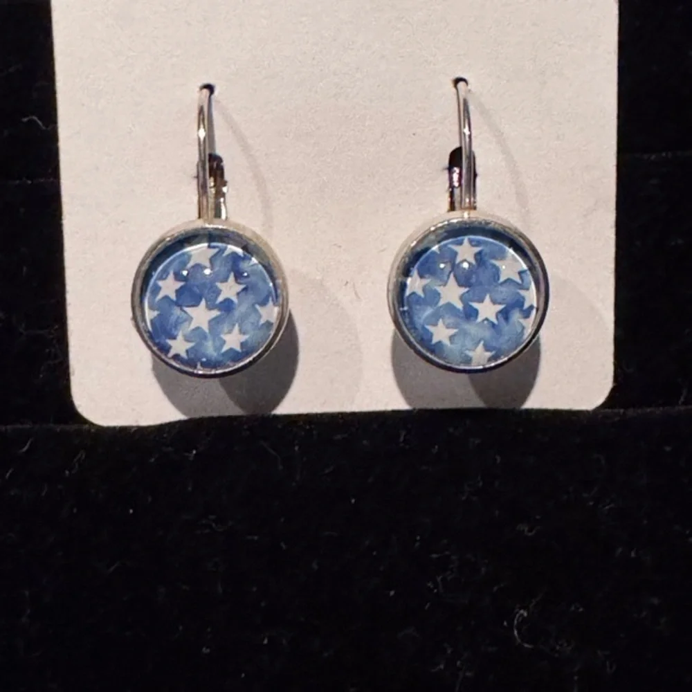 ☃️Blue Round Star Earrings